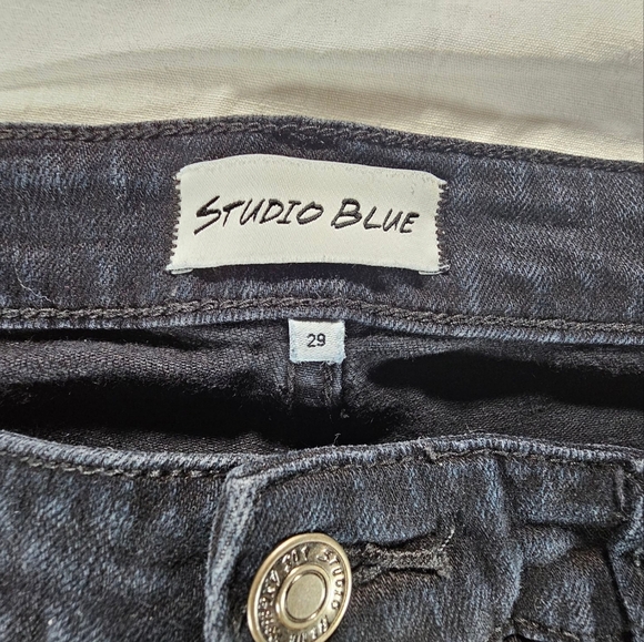 Studio Blue Black Jean Shorts with Distressed Details Size 29 - Picture 3 of 5